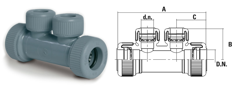 Rozdzielacz pojedynczy dwuportowy mufowy Rozdzielacz pojedynczy dwuportowy mufowy