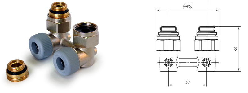 Zestaw podłączeniowy grzejnika kątowy 90˚ Zestaw podłączeniowy grzejnika kątowy 90˚